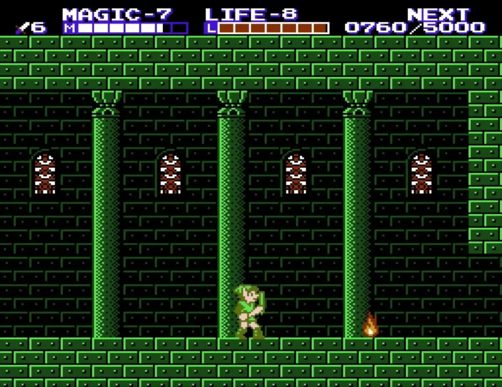 Link between green pillars with statue sprites in the alcoves of Palace on the Sea Link between green pillars with statue sprites in the alcoves of Palace on the Sea
