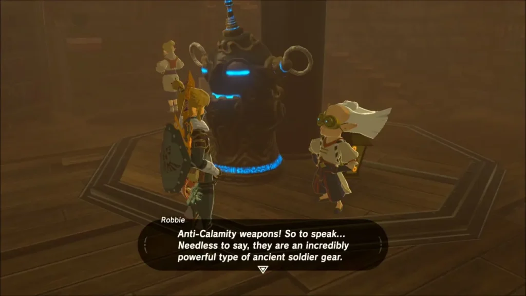 Robbie and Cherry talking about ancient soldier gear with Link Robbie and Cherry talking about ancient soldier gear with Link