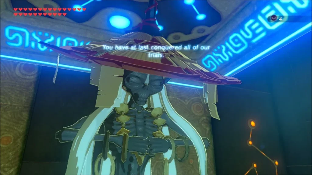 The shrine monk telling Link he has conquered all the trials The shrine monk telling Link he has conquered all the trials
