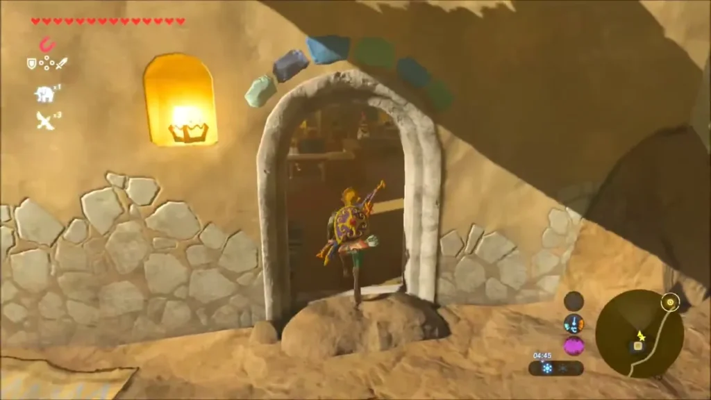 Link entering a sandstone doorway in Kara Kara Bazaar Link entering a sandstone doorway in Kara Kara Bazaar