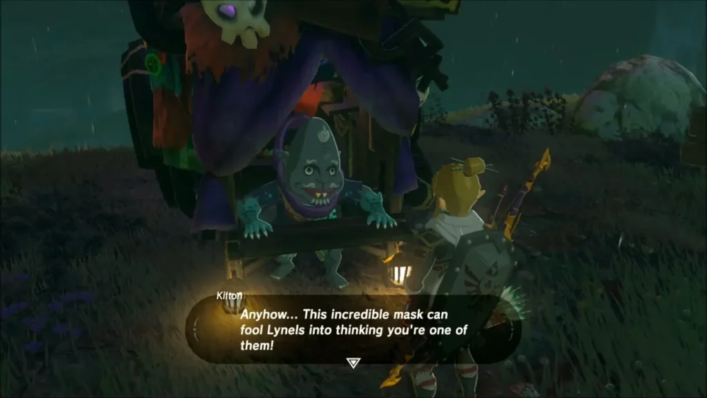 Kilton explaining that his mask fools Lynels into thinking you are one