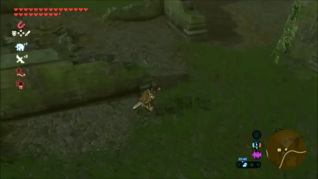 Link searching the mossy Exchange Ruins for the buried chest Link searching the mossy Exchange Ruins for the buried chest