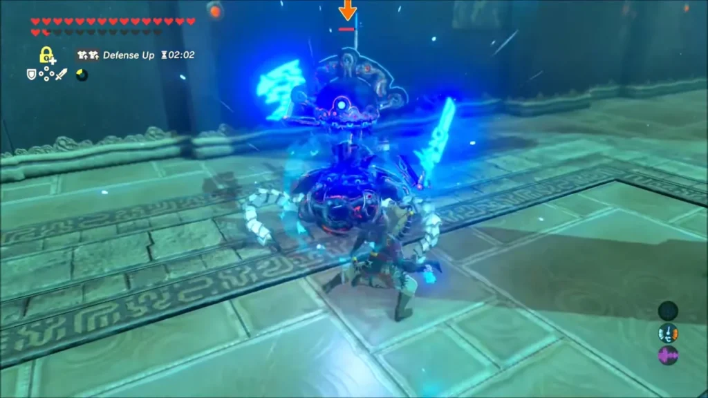 Link striking a Guardian Scout in melee