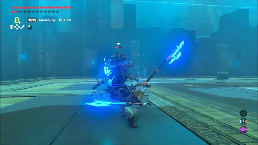 Link closing in beside a Guardian Scout between its swings Link closing in beside a Guardian Scout between its swings