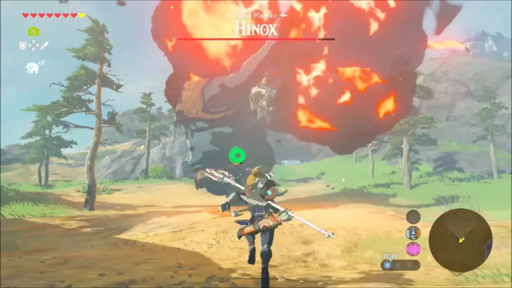 Hinox engulfed in an explosion as Link runs back Hinox engulfed in an explosion as Link runs back