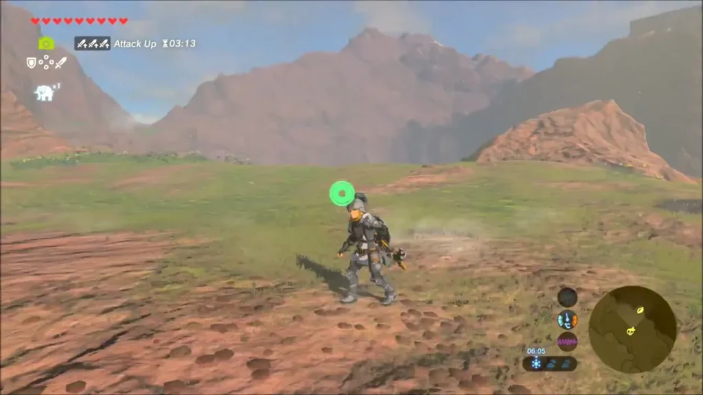 Link in Hylian armor standing on the Drenan Highlands before facing a Silver Lynel Link in Hylian armor standing on the Drenan Highlands before facing a Silver Lynel