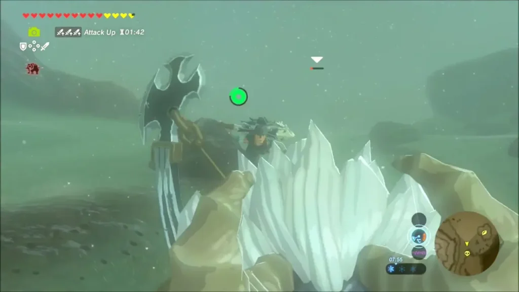 Link riding on the back of the Silver Lynel swinging an axe Link riding on the back of the Silver Lynel swinging an axe