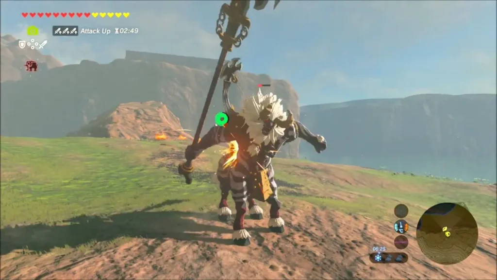 Silver Lynel with a raised spear on open grassland Silver Lynel with a raised spear on open grassland