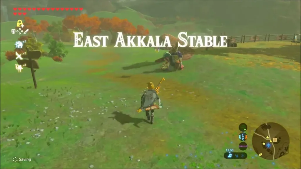 Link walking toward East Akkala Stable as its name appears Link walking toward East Akkala Stable as its name appears