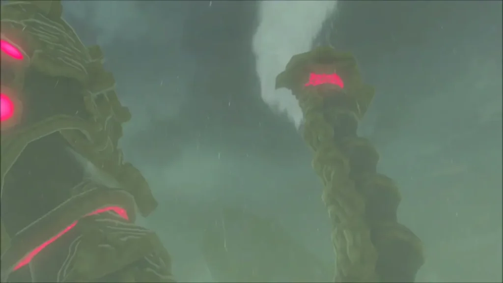 Divine Beast Vah Ruta looming through the storm Divine Beast Vah Ruta looming through the storm