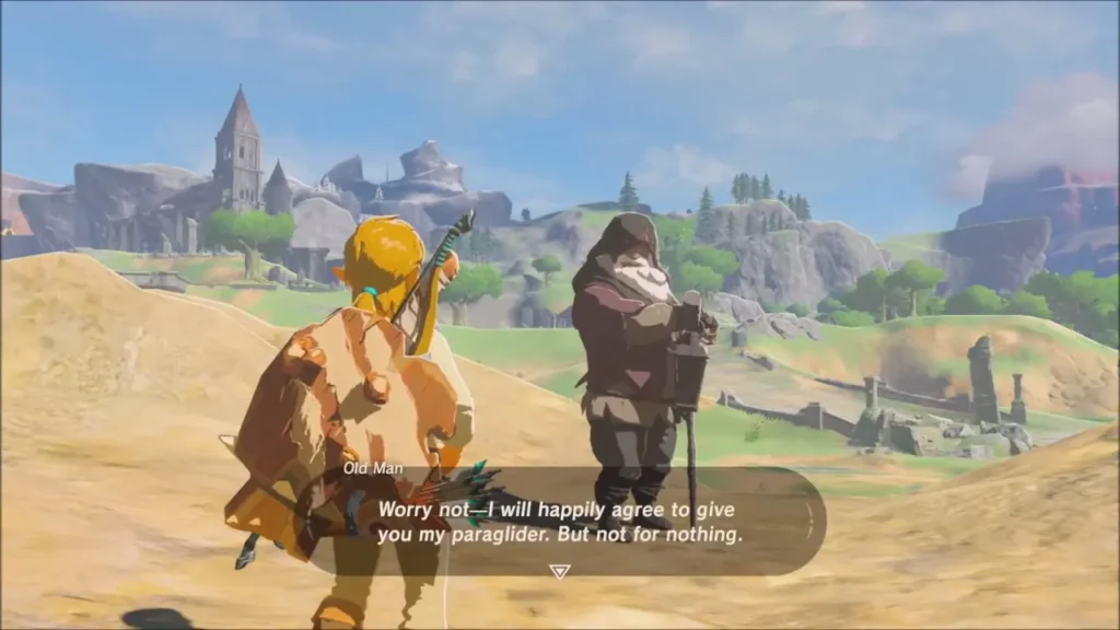 The Old Man agrees to give Link his paraglider, but not for nothing