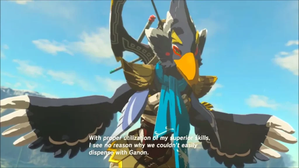 Revali spreading his wings and boasting of his superior skills Revali spreading his wings and boasting of his superior skills
