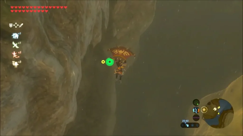 Link gliding on a gust of wind inside a rocky ravine Link gliding on a gust of wind inside a rocky ravine