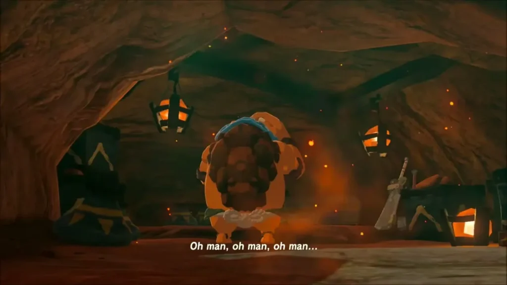 Yunobo panicking inside his sealed vault, saying oh man Yunobo panicking inside his sealed vault, saying oh man