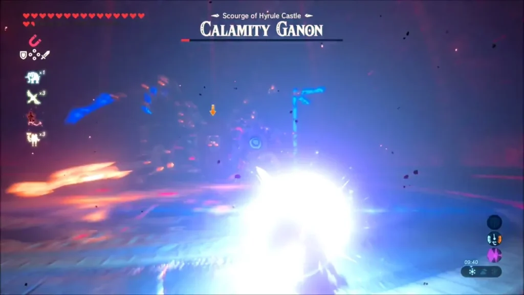 Link facing Calamity Ganon inside Hyrule Castle Link facing Calamity Ganon inside Hyrule Castle