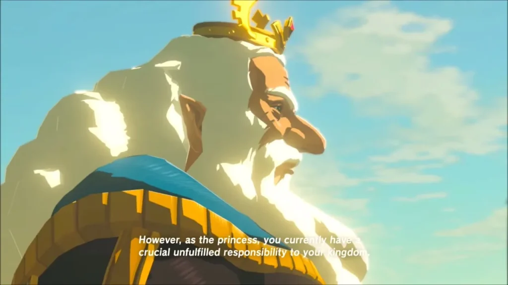 King Rhoam reminding Zelda of her unfulfilled duty King Rhoam reminding Zelda of her unfulfilled duty