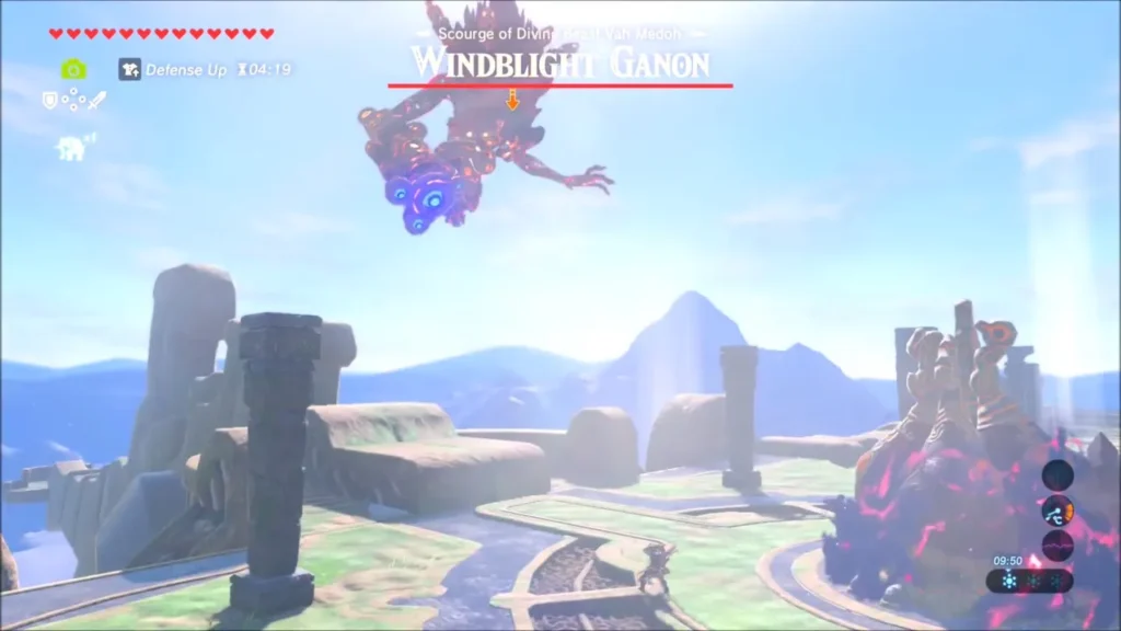 Windblight Ganon floating high above the Vah Medoh roof arena Windblight Ganon floating high above the Vah Medoh roof arena