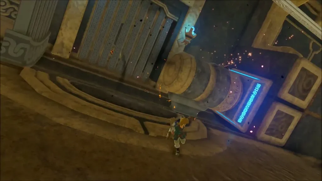 A large stone rolled against a glowing receptacle by a gate in Vah Medoh A large stone rolled against a glowing receptacle by a gate in Vah Medoh