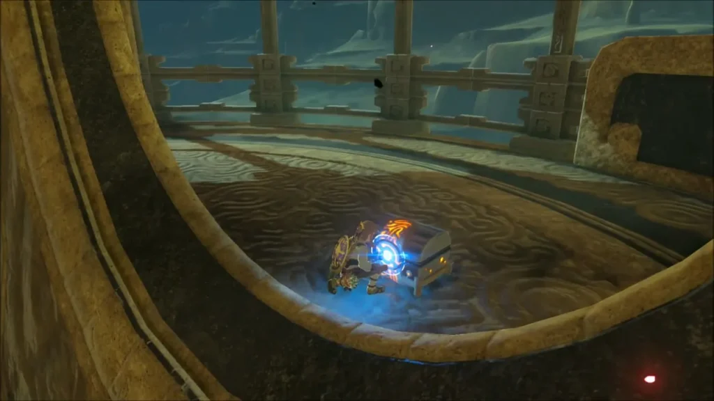 Link pulling a chest across the floor with Magnesis Link pulling a chest across the floor with Magnesis