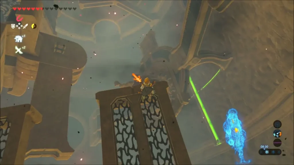 Link on a pillar heading for the glowing main control unit of Vah Naboris Link on a pillar heading for the glowing main control unit of Vah Naboris