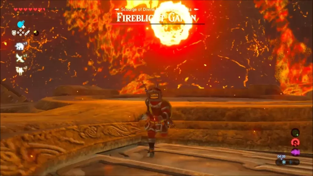 Link running as a giant fireball gathers above Fireblight Ganon