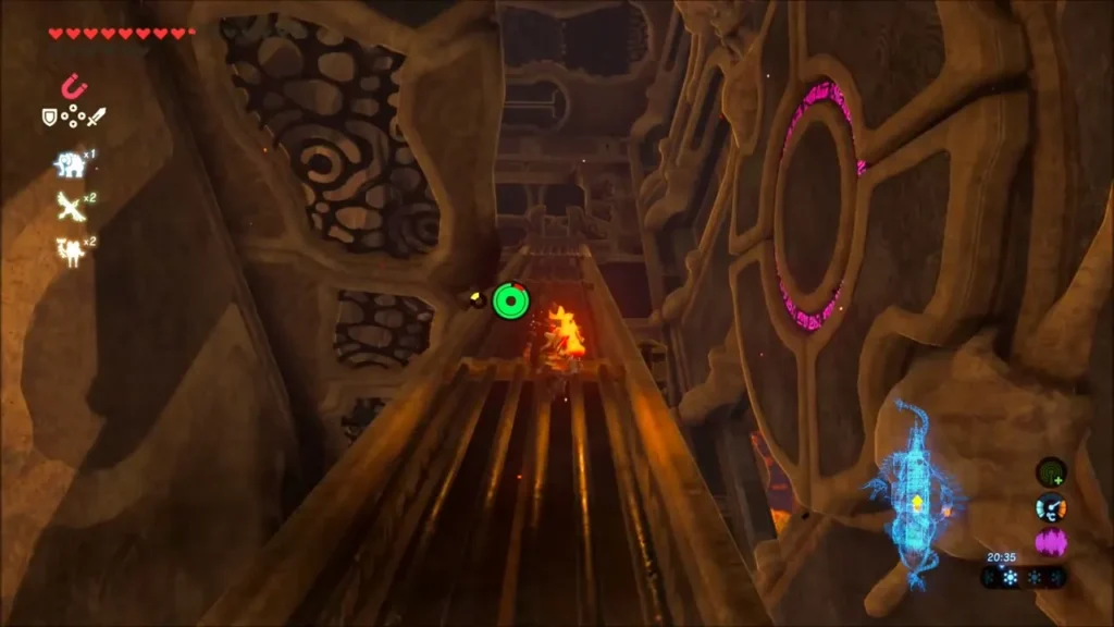 Link climbing the tilted corridor toward the final terminal in Vah Rudania