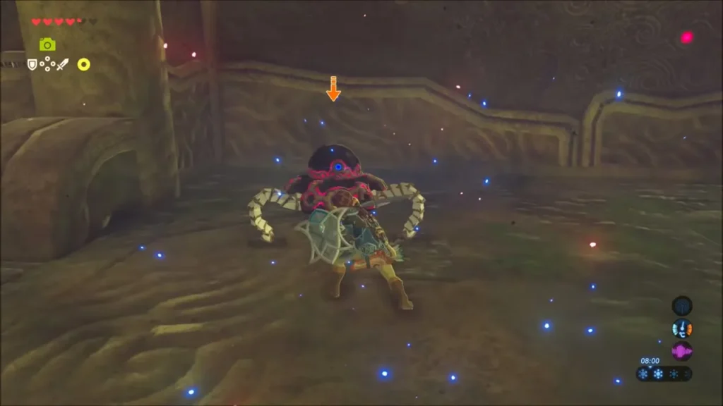 Link facing a Guardian Scout in a flooded chamber Link facing a Guardian Scout in a flooded chamber