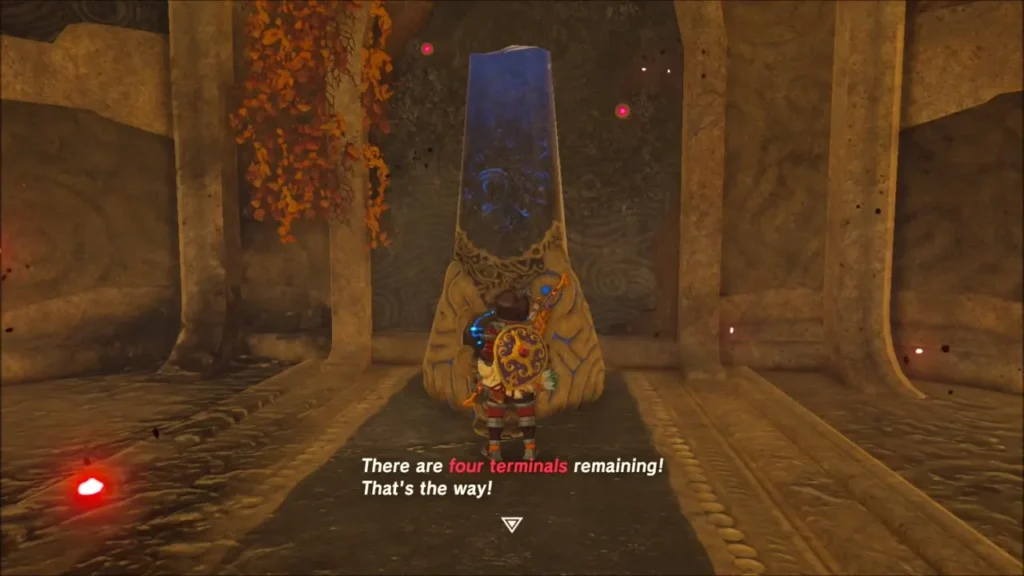 Link at the first terminal inside Vah Rudania with four remaining