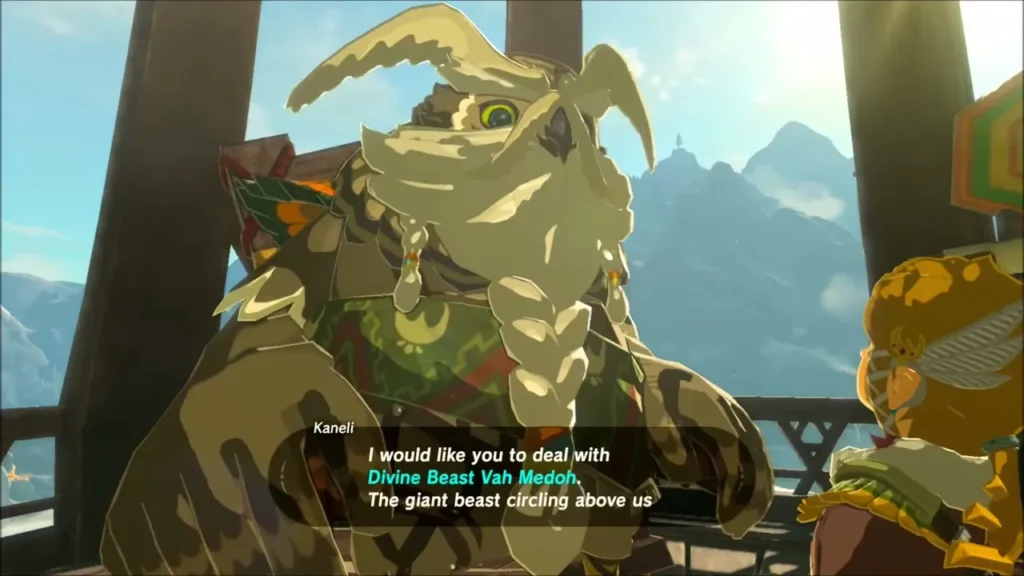 Elder Kaneli asking Link to deal with Divine Beast Vah Medoh