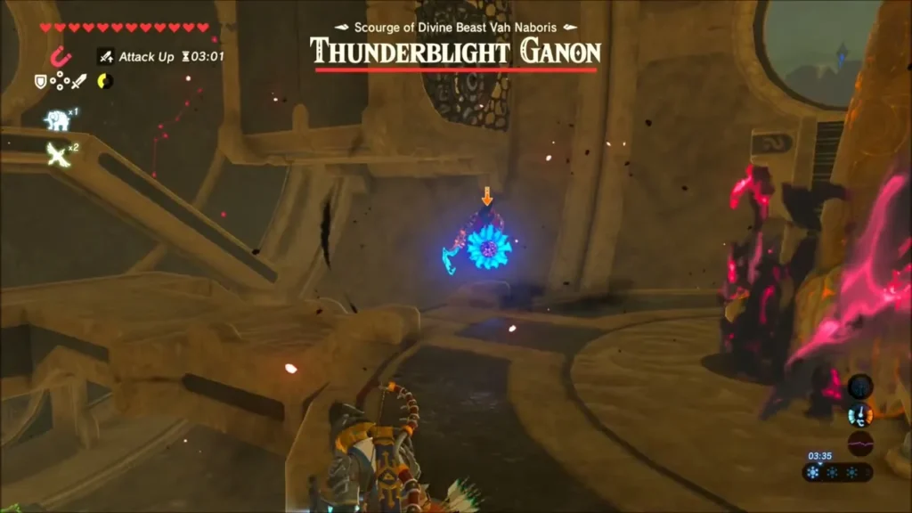 A ball of electricity floating toward Link as Thunderblight Ganon attacks