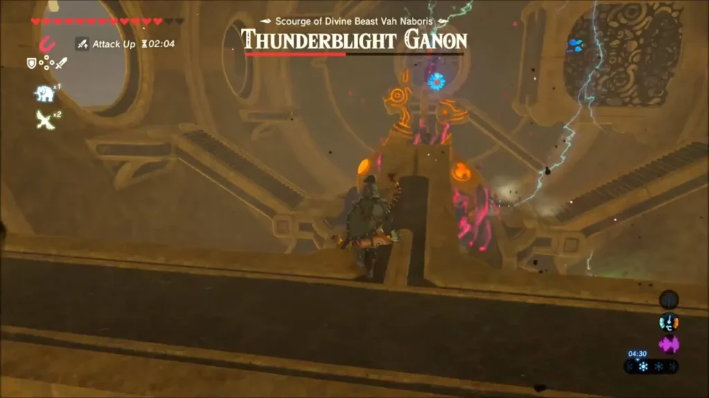 Thunderblight Ganon standing among metal spikes with lightning striking