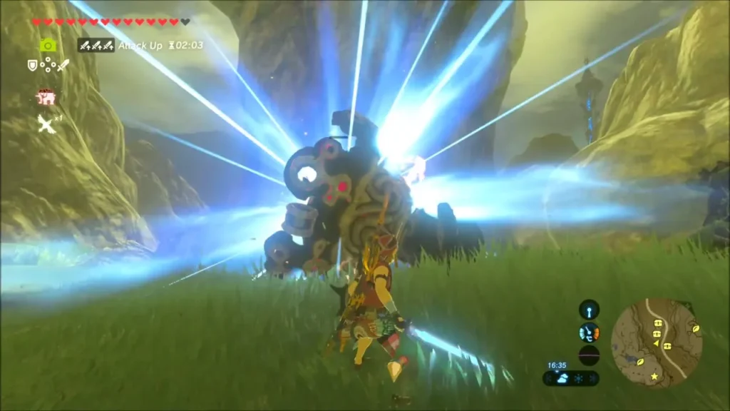 Link landing a flurry of blows on a downed Guardian Skywatcher Link landing a flurry of blows on a downed Guardian Skywatcher