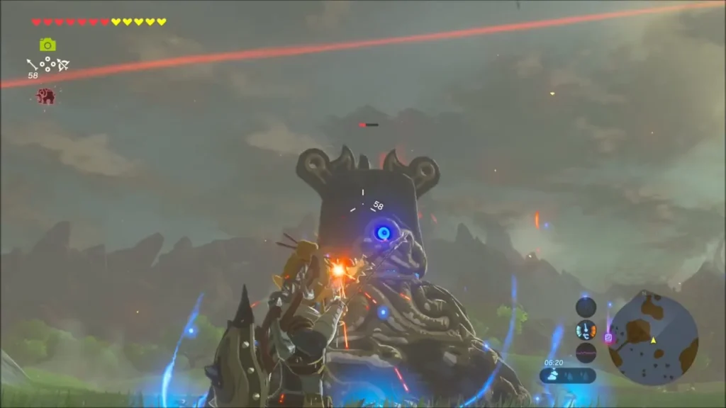 An arrow striking the glowing eye of a Guardian Stalker An arrow striking the glowing eye of a Guardian Stalker