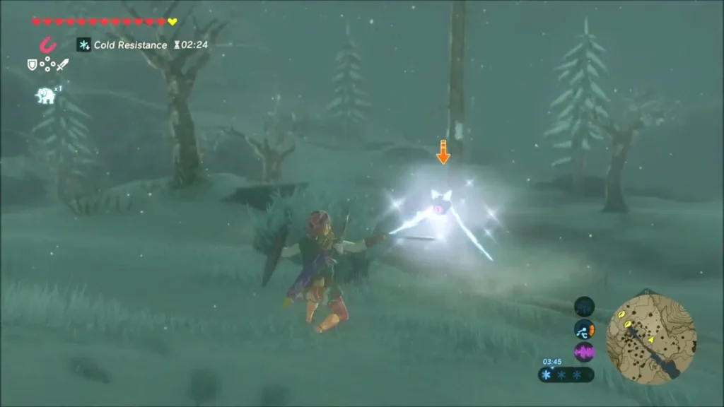 Link's strike hits a Lizalfos in a burst of light Link's strike hits a Lizalfos in a burst of light