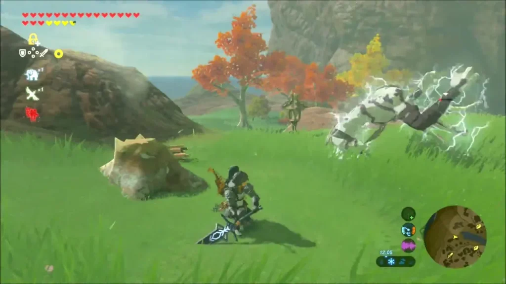 Link standing back while a shocked Silver Moblin staggers Link standing back while a shocked Silver Moblin staggers