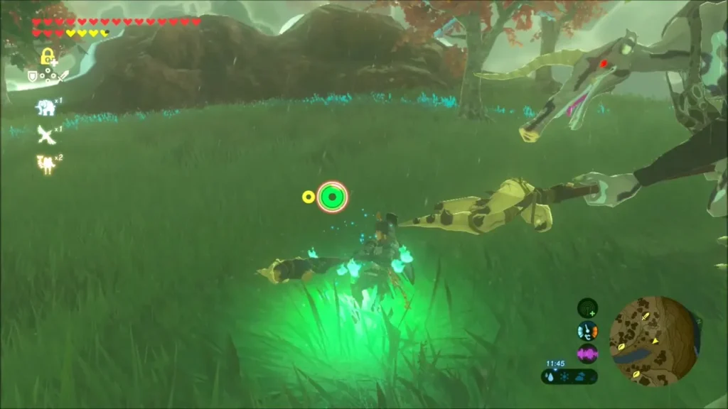 Link ducking under a Silver Moblin's swinging club Link ducking under a Silver Moblin's swinging club