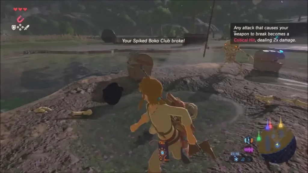Bones scattered across the ground after Link smashes a Stalkoblin Bones scattered across the ground after Link smashes a Stalkoblin