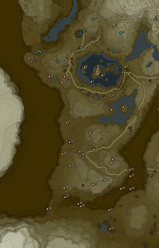 Map of all 42 Tabantha Korok Seeds