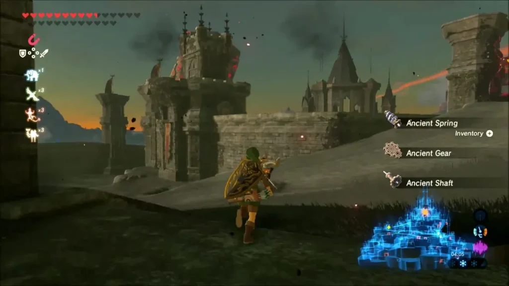 Link running toward the inner castle buildings Link running toward the inner castle buildings