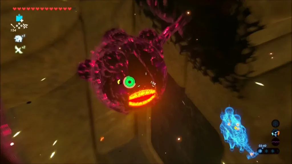 Link aiming at a Malice eye inside Vah Naboris Link aiming at a Malice eye inside Vah Naboris
