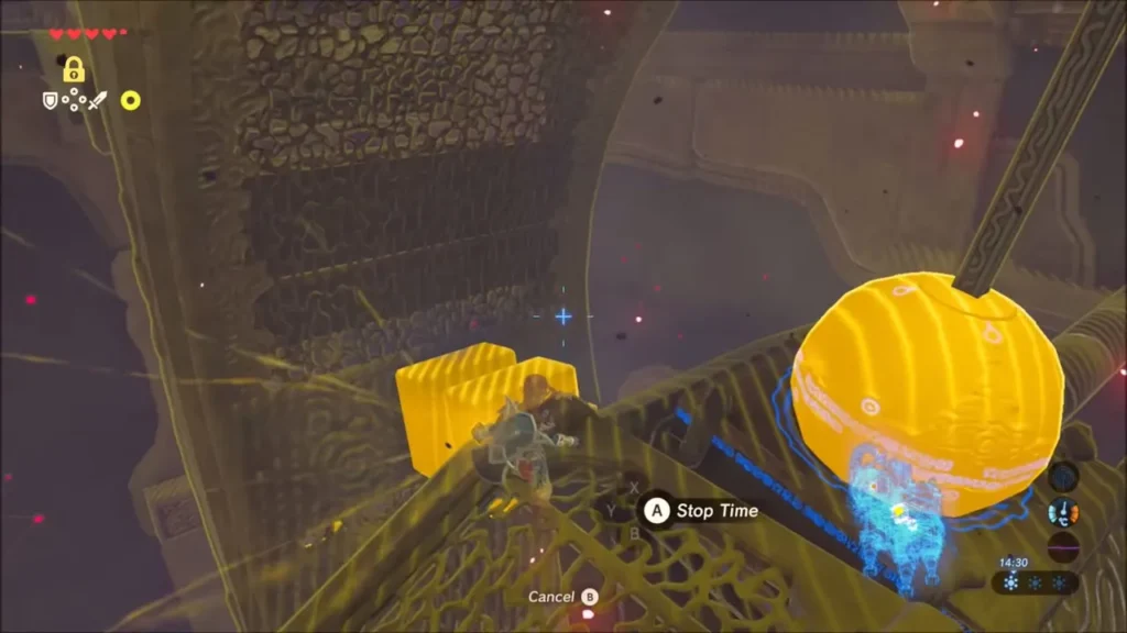 Link with a frozen golden ball and block locked by Stasis Link with a frozen golden ball and block locked by Stasis