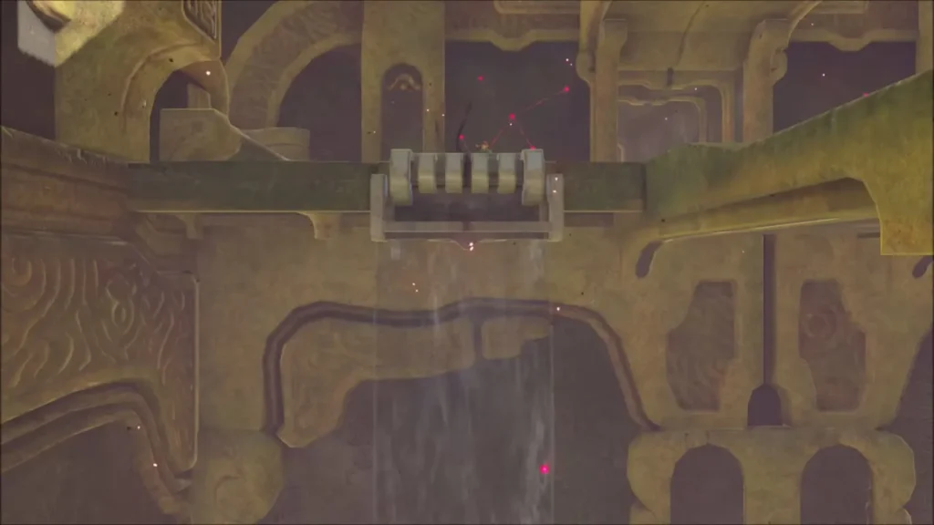 A waterfall pouring through a gate in a Vah Ruta hall A waterfall pouring through a gate in a Vah Ruta hall