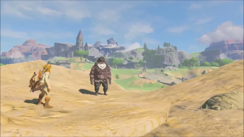 The Old Man waiting for Link at the foot of the tower on the plateau The Old Man waiting for Link at the foot of the tower on the plateau
