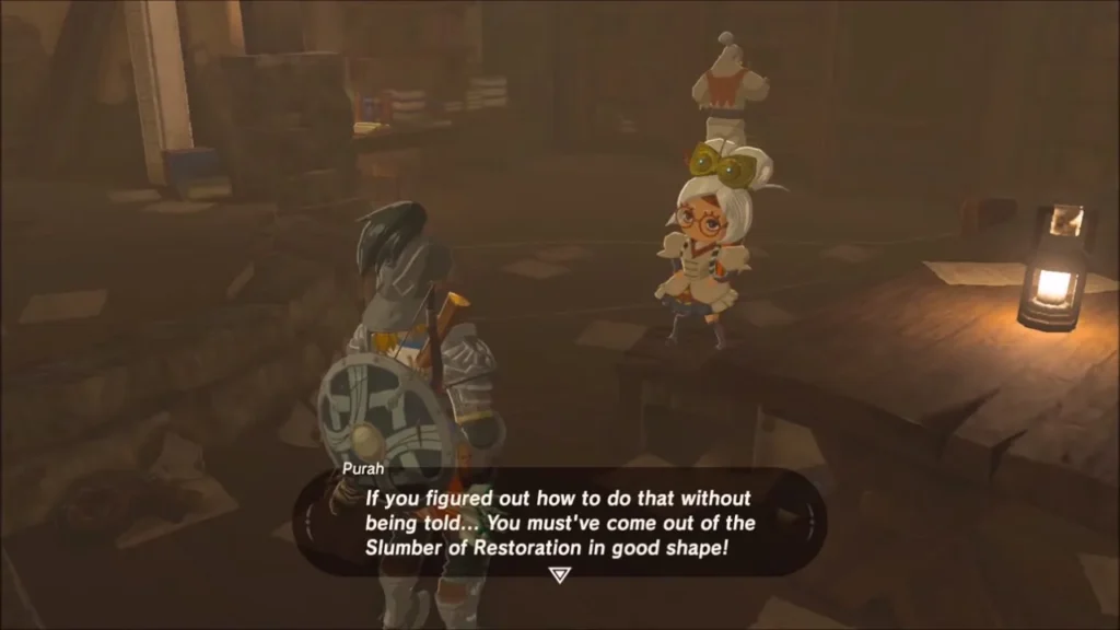Purah greeting Link inside the Hateno research lab Purah greeting Link inside the Hateno research lab