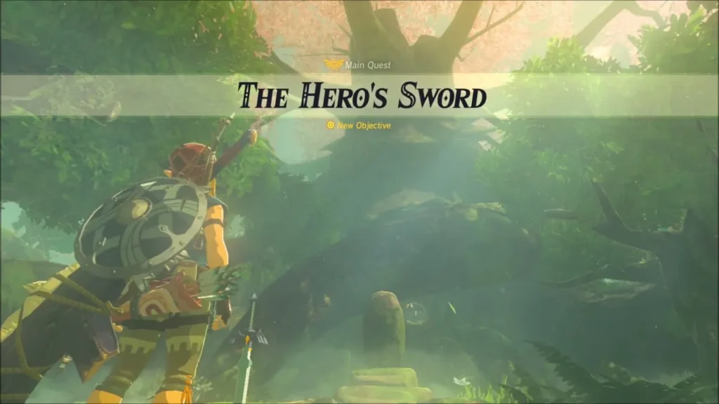 The Hero's Sword quest banner as Link faces the Great Deku Tree The Hero's Sword quest banner as Link faces the Great Deku Tree