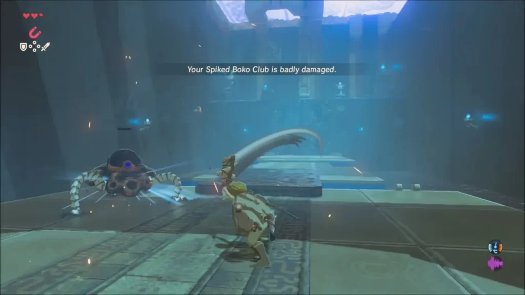 Link fighting the Guardian Scout in Oman Au Shrine Link fighting the Guardian Scout in Oman Au Shrine