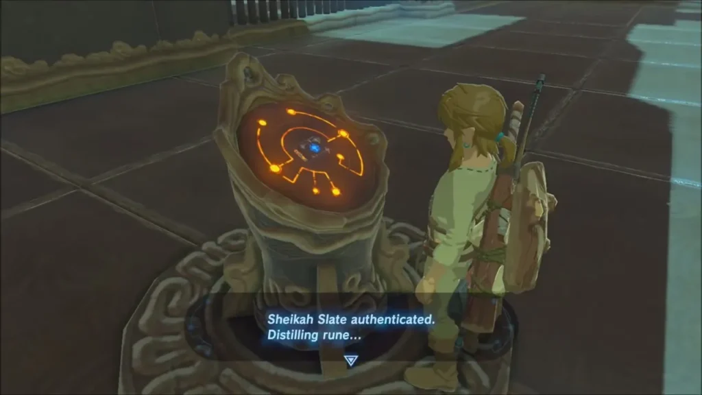 Link taking the Magnesis rune from the pedestal in Oman Au Shrine Link taking the Magnesis rune from the pedestal in Oman Au Shrine