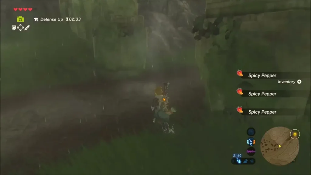 Link walking the rainy road beside a stone wall Link walking the rainy road beside a stone wall