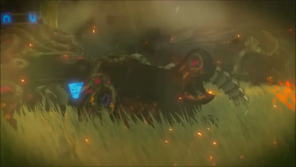 A dormant Guardian lying in the grass at the start of the memory A dormant Guardian lying in the grass at the start of the memory
