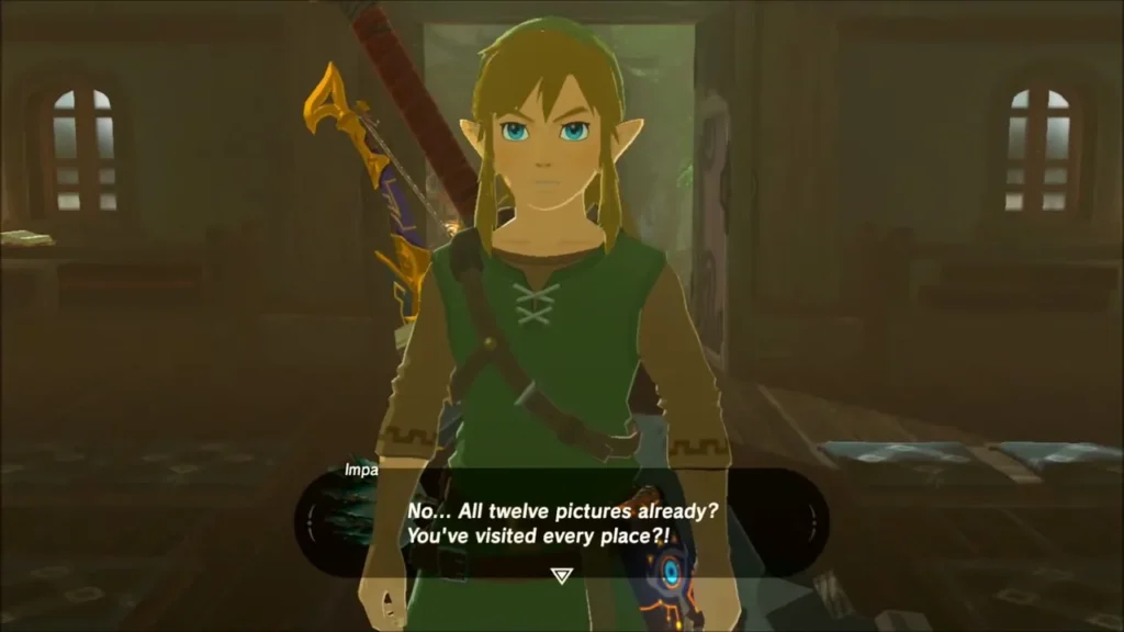 Impa amazed that Link has visited all twelve picture places Impa amazed that Link has visited all twelve picture places